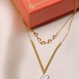 ARTKLIM Gold-Plated Double Layered Heart Necklace-image-41