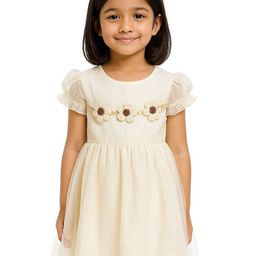 POP STREET KIDS Girls Puff Sleeves Applique Tulle Fit & Flare Dress-image-89