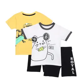 YK Boys Pack Of 2 Printed Pure Cotton T-shirt With Shorts-image-85