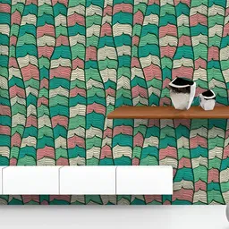 ArtzFolio Printed UV-Resistant Anti-Bacterial Abstract Waves Peel & Stick Wallpaper-picture-10