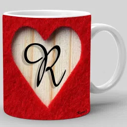 "Letter R Alphabet with Red Heart"Best Gift For Him And Her A True Love|Printed Ceramic Coffee Mug-16