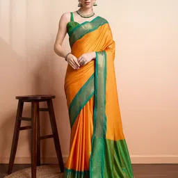 yourwish Ethnic Motifs Woven Design Pure Cotton Paithani Saree-57