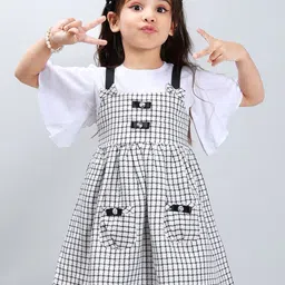 PINK MERMAID Girls Printed Pinafore Dress With Top-image-10