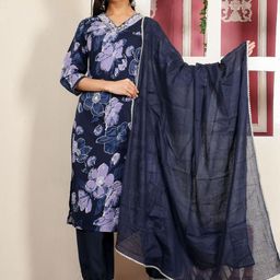 clothonus Women Floral Printed Pure Cotton Kurta with Salwar & Dupatta-picture-9