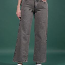 Crimsoune Club Women Wide Leg Mid-Rise Light Fade Stretchable Jeans-image-93