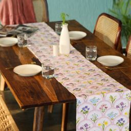 Abolee Homes Pink & Green Floral Printed Pure Cotton Table Runner-image-5