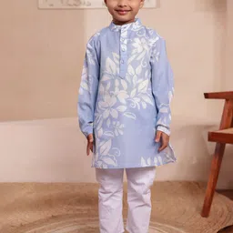 Stuffie Land Boys Floral Printed Pure Cotton Straight Kurta With Pyjama-62