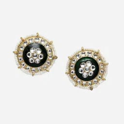 Anouk Gold-Plated Cubic Zirconia Studded Circular Shaped Studs image 2