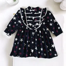 BAESD Girls Star Printed Ruffled Cotton Fit & Flare Dress-picture-7