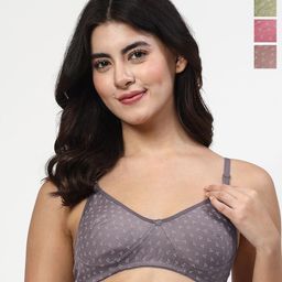 LILY Itida Pack Of 4 Printed Full Coverage Seamless Non Padded T Shirt Bra-55