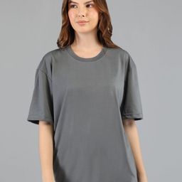 ETC Women Solid Round Neck Oversized T-shirt-picture-38