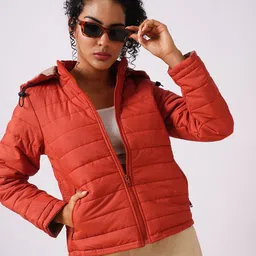 Globus Women Reversible Solid Attached Hooded Neck Puffer Jacket-image-19