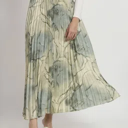 ZWERLON Printed Pleated A-Line Midi Skirt-picture-18