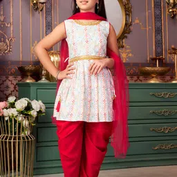Sangria Girls Embroidered Kurta Patiala & Dupatta Set-image-97