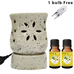 PEEPALCOMM 3Pcs White Electric Damru Shaed Diffuser With Mogra Oils - 10 ml Each-16