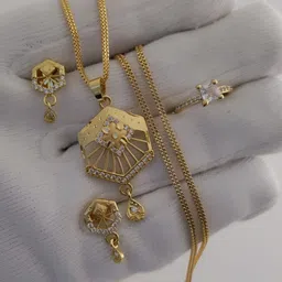 V.K.PAYAL.JEWELLERY Gold-Plated Artificial Stones Studded Pendant And Earrings-picture-44