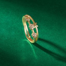 TEEJH Cubic Zirconia Studded Adjustable Finger Ring-image-2