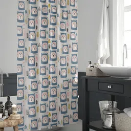 ArtzFolio Grey & Blue Printed Waterproof Shower Curtain-14