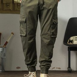 L'monte Slim Fit Cotton Cargo Trousers-image-62
