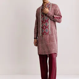 KALKI Fashion Men Floral Regular Kurta with Trousers-picture-23
