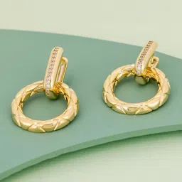 Kushal's Fashion Jewellery Gold-Plated Classic Zircon Studded Drop Earrings-43
