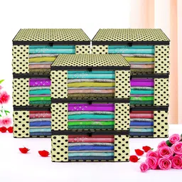 Kuber Industries Cream & Black 9 Pieces Printed Multi-Utility Organisers-27