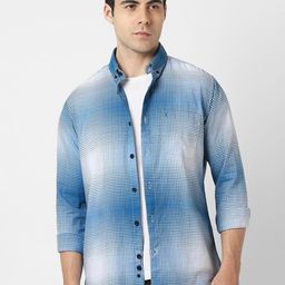 VAN HEUSEN DENIM LABS Men Slim Fit Spread Collar Geometric Printed Cotton Casual Shirt-image-8