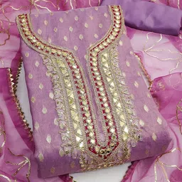 Mitera Embroidered Art Silk Unstitched Dress Material-image-13