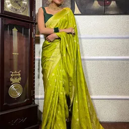 KALINI Ethnic Motifs Zari Woven Design Banarasi Saree-image-47
