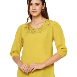 G0-4 IT Embroidered Round Neck Puff Sleeve Georgette Top-picture-34