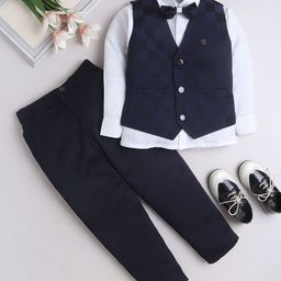 FOURFOLDS Boys Checked Shirt with Trousers-image-99