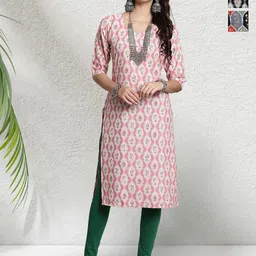 HERE&NOW Selection Of 3 Floral Printed Round Neck Straight Kurta-83
