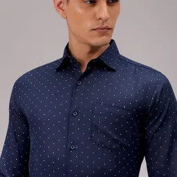 Luxe by TIGC Men Cutaway Collar Micro Ditsy Printed Slim Fit Formal Shirt-image-6