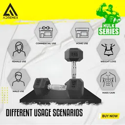 ADRENEX Set Of 2 Hexagon Fixed Weight Dumbbell - 5 kg Each image 4