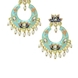 Anouk Gold-Plated Artificial Stones Studded And Beaded Contemporary Shaped Chandbalis image 3