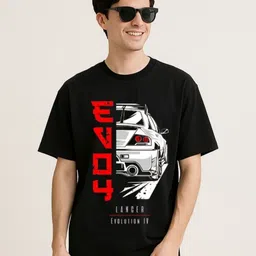 Be Crazy Men Car Racing Glow-in-the-Dark Graphic Oversized Pure Cotton T-shirt-image-90