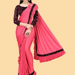 Aika Emblished Saree With Ruffles Border-8