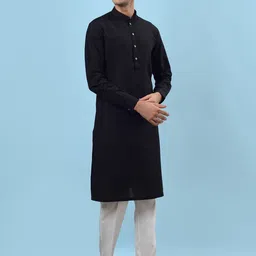 JADE BLUE Men Regular Kurta with Pyjamas image 3