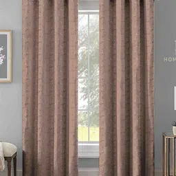 Aura Brown Set of 2 Black Out Door Curtain-37