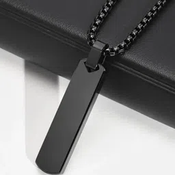 Thrillz Men Silver-Plated Stainless Steel Rectangular Shaped Pendant With Chain-picture-30