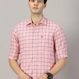 LEON Men Gingham Checks Casual Shirt-image-75