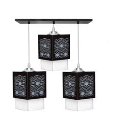 Gojeeva Black & White Textured Wooden Rectangle Shaped Ceiling Lamp-picture-6