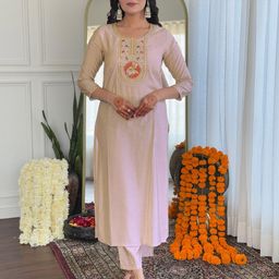 CHANDALIYO Ethnic Motifs Yoke Design Sequinned Straight Kurta With Trousers & Dupatta image 4