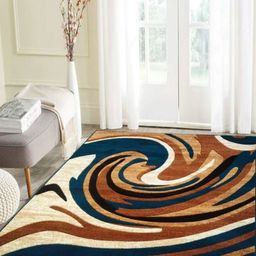 Samjeeda Handloom carpets Black Geometric Anti-Skid Polyester Carpet-31