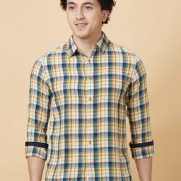 Being Human Men Classic Slim Fit Spread Collar Tartan Checked Cotton Casual Shirt-picture-37