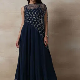 INDYA Flared Jumpsuit With Sequin Embroidered Cape-18