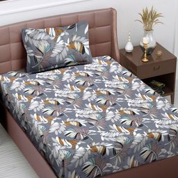 Myntra Elegant Homes Grey & White Printed 300 TC Single Bedsheet Set-2.25 m x 1.50 m-image-96