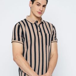 ARRAY Men Striped Polo Collar T-shirt-23