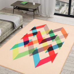 MODEFE Peach-Coloured Abstract Anti-Skid Nylon Carpet-11