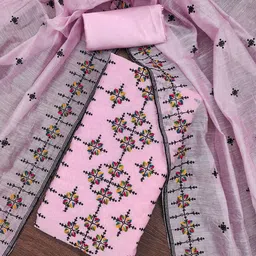 HERE&NOW Geometric Embroidered Thread Work Chanderi Cotton Unstitched Dress Material-picture-5